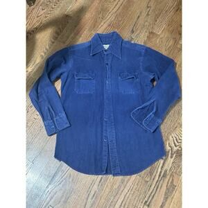 Vtg Streets Of Laredo Shirt Mens Med. Blue‎ Flannel Button Up Long Sleeve Casual